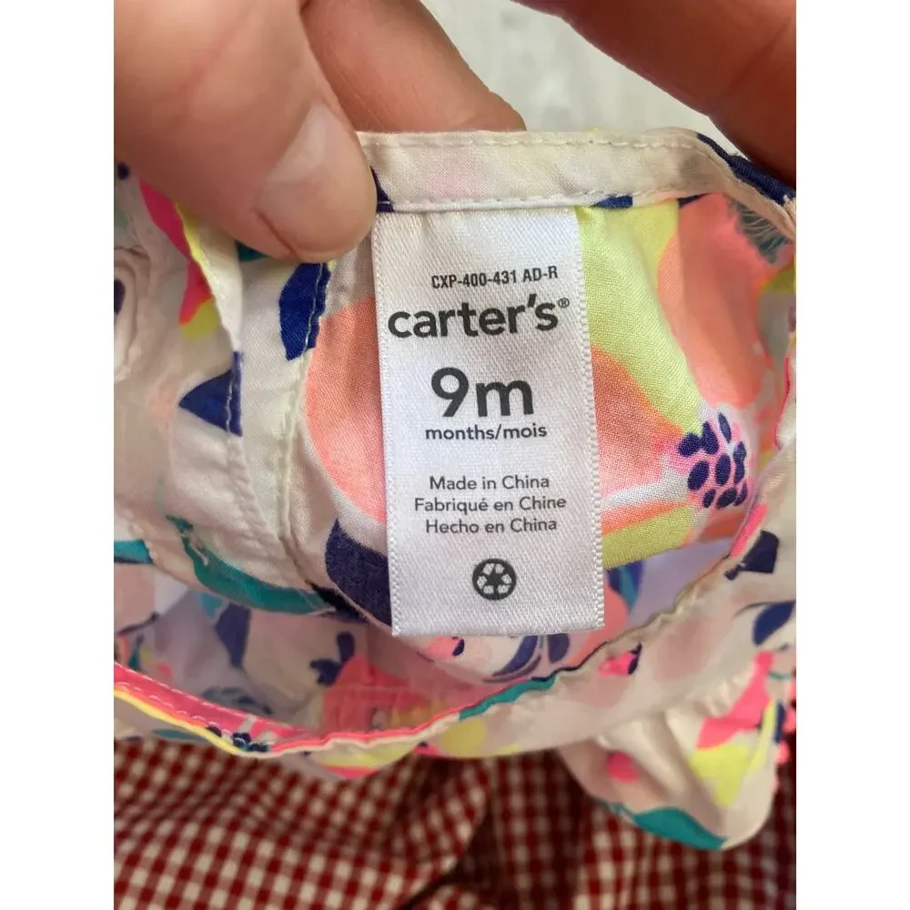 Carter’s Bright Floral Cotton Top With Ruffle, Size 9M